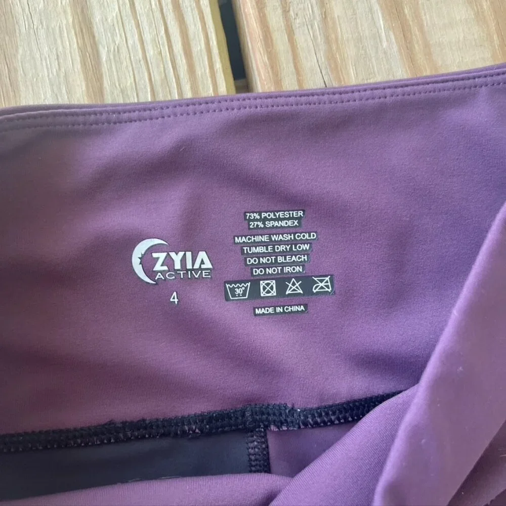 ** Zyia Active Joker Light n Tight Leggings Purple & Black ColorBlock Size 4